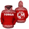 Hoodie Tonga - Polynesian Red And White - Bn09