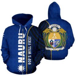 Nauru All Over Zip-Up Hoodie - Micronesian Shoulder Style - Bn09