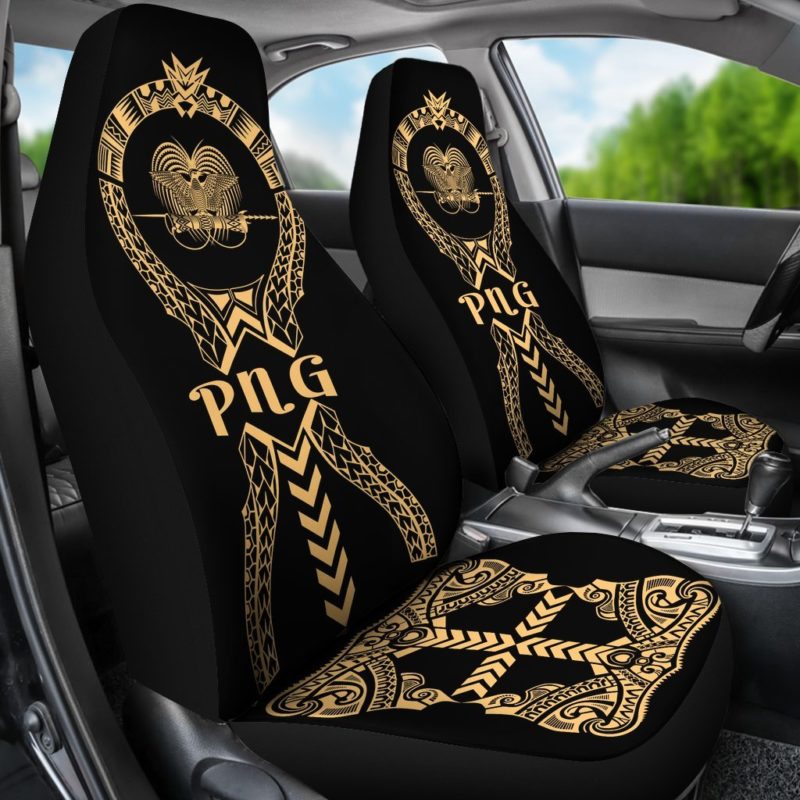 Papua New Guinea Car Seat Covers - Polynesian Tribal Gold - BN04