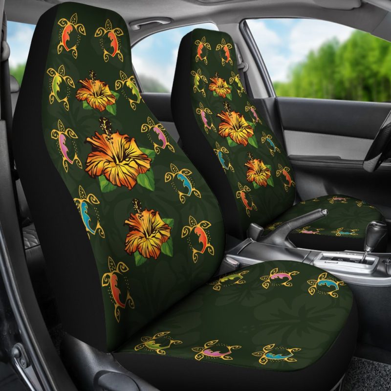 Hawaii Honu Turtle Hibiscus Car Seat Covers H1