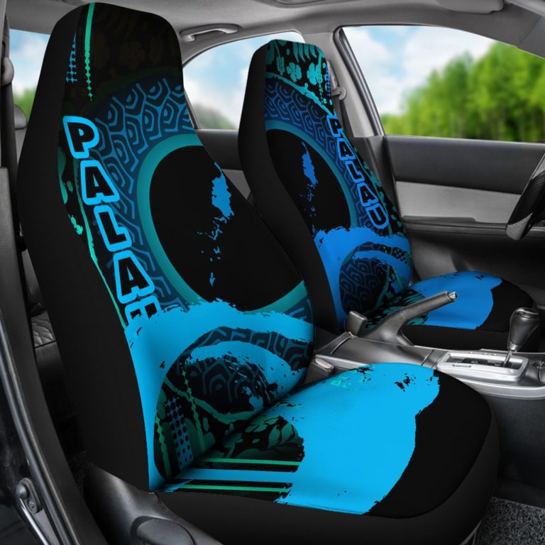 Palau Car Seat Covers - Hibiscus and Wave Light Blue K7
