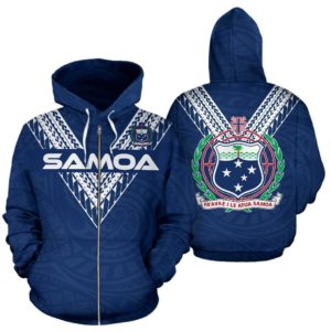 Samoa Polynesian All Over Zip-Up Hoodie - Bn01