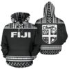 Fiji Tapa All Over Hoodie - Black And White Version - Bn09