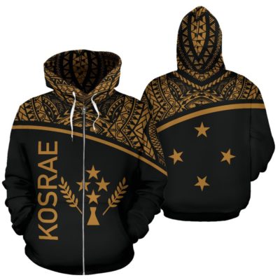 Kosrae All Over Zip-Up Hoodie - Micronesia Curve Gold Style - Bn09
