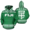 Fiji Tapa All Over Zip-Up Hoodie - Green And White Version - Bn09