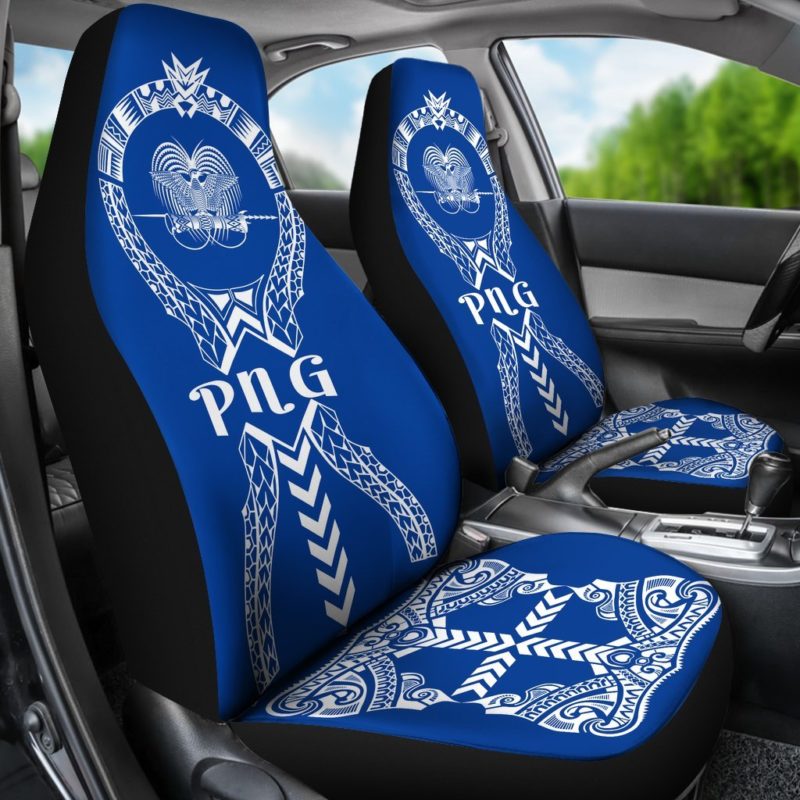 Papua New Guinea Car Seat Covers - Polynesian Tribal Blue - BN04