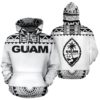 Hoodie Guam - Polynesian White And Black - Bn09
