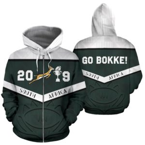 South Africa Zip Up Hoodie Springbok Champion 2019 - Go Bokke! K4