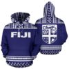 Fiji Tapa All Over Hoodie - Blue And White Version - Bn09