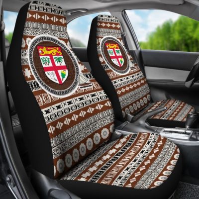 Fiji Car Seat Cover - Coat Of Arms On Tapa Pattern A2