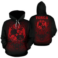 Hoodie Tonga Polynesian - Red Tribal Pattern - Bn12