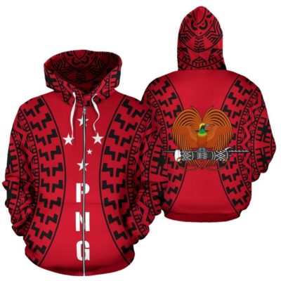 Papua New Guinea All Over Zip-Up Hoodie - Polynesian New Tattoo - Bn01