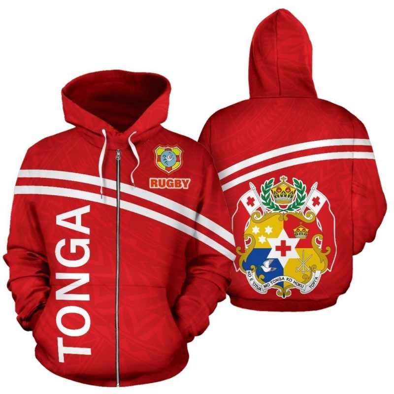 Tonga All Over Zip-Up Hoodie - Rugby Style - Bn09