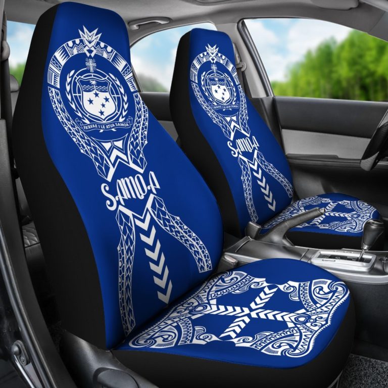 Samoa Car Seat Covers -  Polynesian Tribal Blue - BN04
