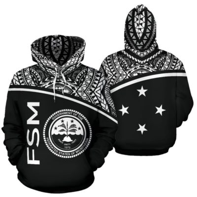 Federated States Of Micronesia All Over Hoodie - Micronesia Curve Black Style - Bn09