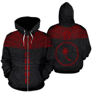 Chuuk All Over Zip-Up Hoodie - Red Neck Style - Bn04
