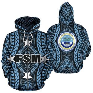 Federated States Of Micronesia All Over Zip-Up Hoodie - Fsm Central - Bn09