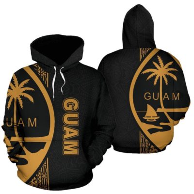 Hoodie Guam Polynesian - Yellow Line - Bn11