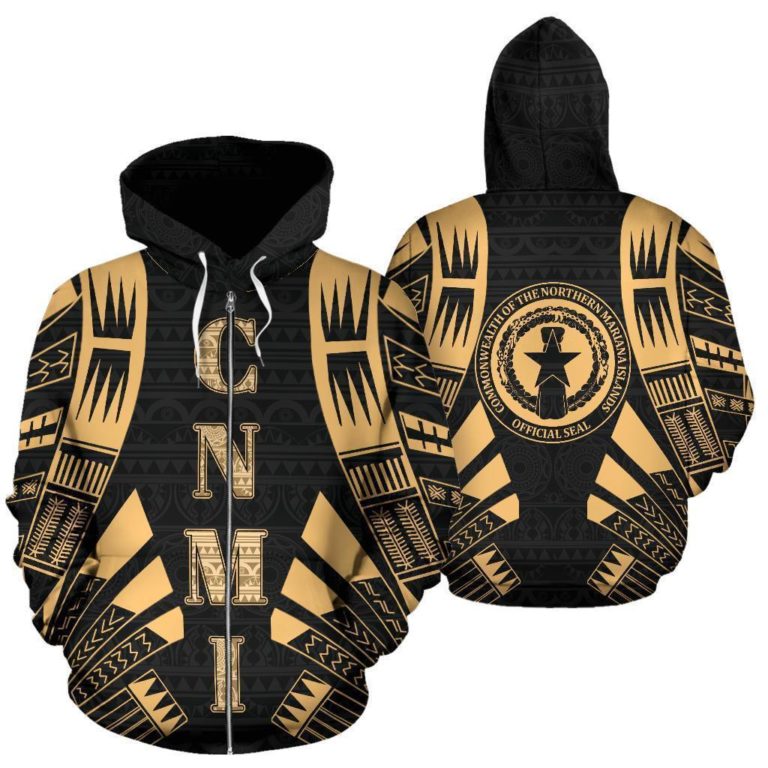 Cnmi All Over Zip-Up Hoodie - Gold Tattoo Style - Bn01