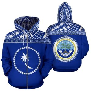 Federated States Of Micronesia All Over Zip-Up Hoodie - Chuuk Flag - Bn01