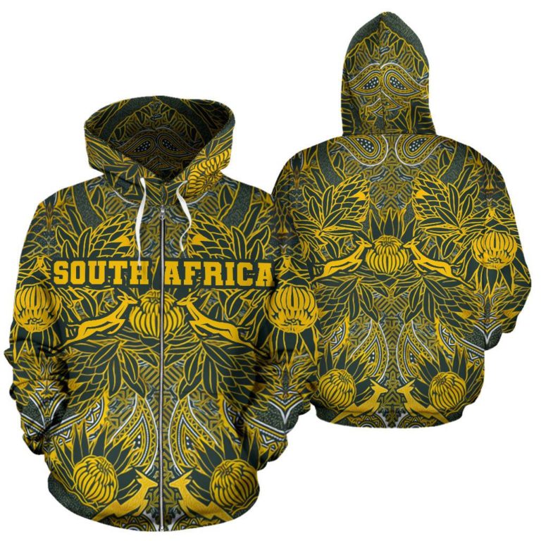 South Africa Springbok Zip Up Hoodie Proud Version K4