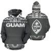 Hoodie Guam - Polynesian Grey And White - Bn09