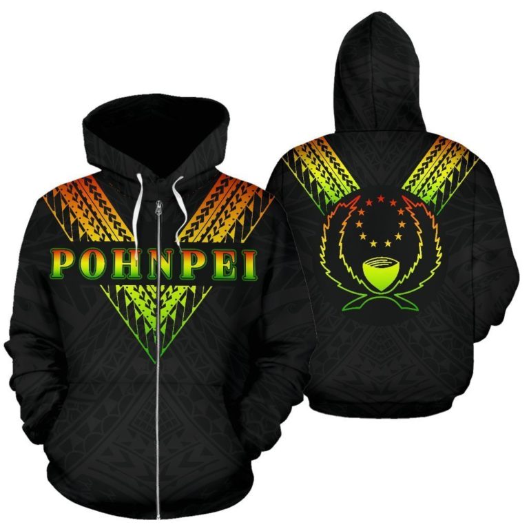 Pohnpei All Over Zip-Up Hoodie - Reggae Color Sailor Style - Bn01