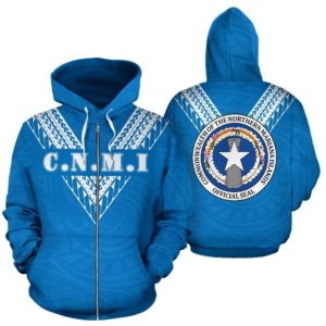 Northern Mariana Islands All Over Zip-Up Hoodie - Polynesian Style - Bn01