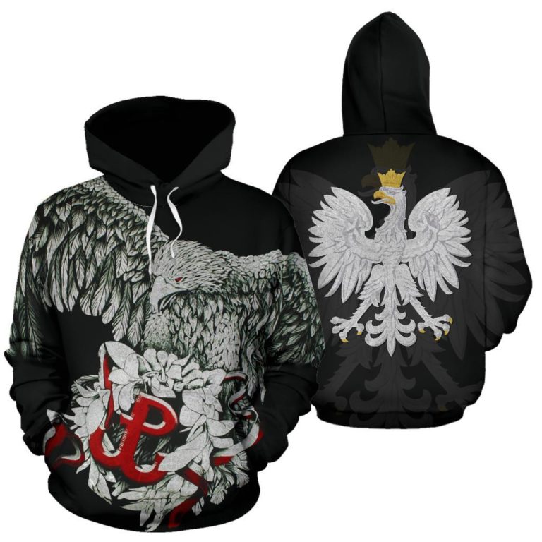 Poland Hoodie Polish Eagle Polska Walczaca - Black K4