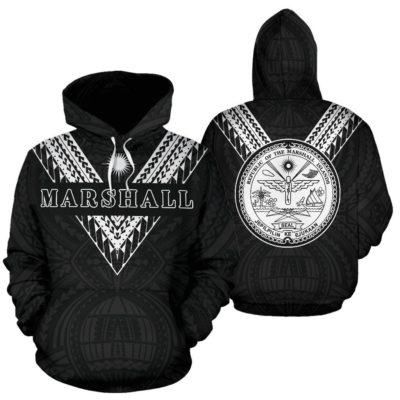 Marshall Islands All Over Hoodie - Black White Sailor Style - Bn01