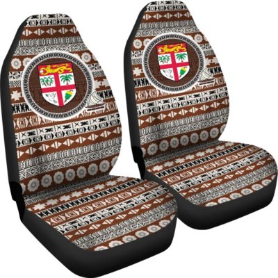 Fiji Car Seat Cover - Coat Of Arms On Tapa Pattern A2