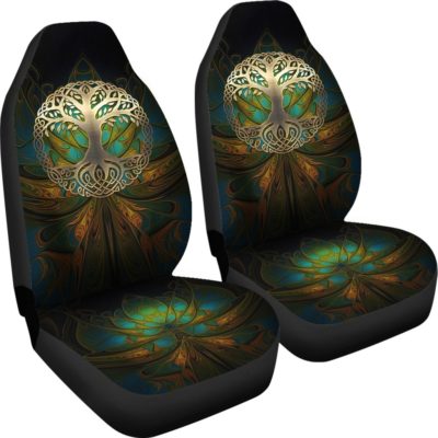 Celtic Car Seat Covers - Luxury Golden Celtic Tree A7