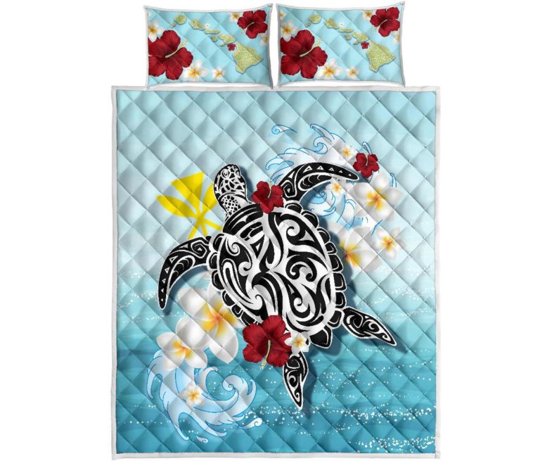 Hawaii Quilt Bed Set Turtle Hibiscus A10