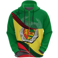 Senegal Zip-up Hoodie Analog Style with Coat of Arms K7