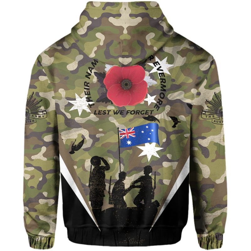1stTheWorld Australia Zipper Hoodie Anzac Day Lest We Forget - Army Style - J5