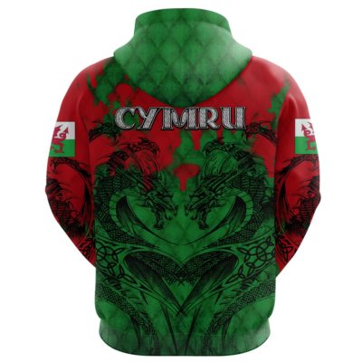 Wales Zip Hoodie Dragon Tattoo Celtic K4