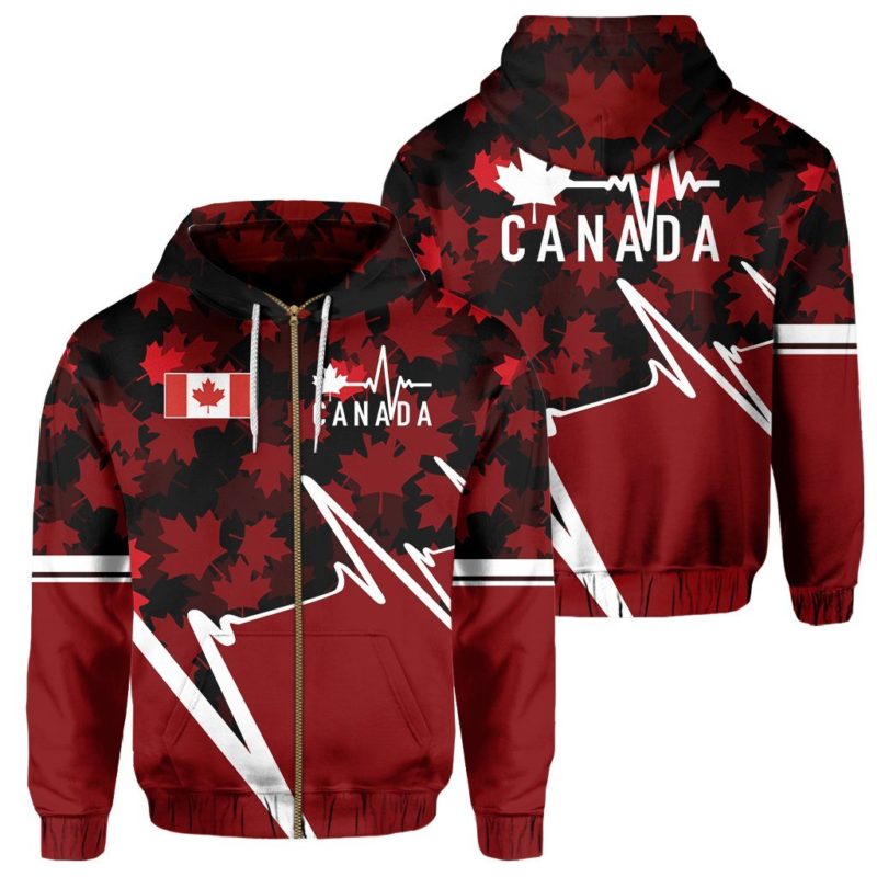 Canada Zip Hoodie - Canada In My Heartbeat J0