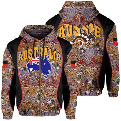 Australia Aboriginal Hoodie Zip Ver 2.0 - Gel Style - Australia Day - J6