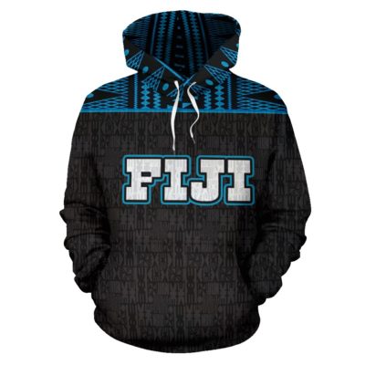 Fiji Tapa Pattern Hoodie - Blue NN5