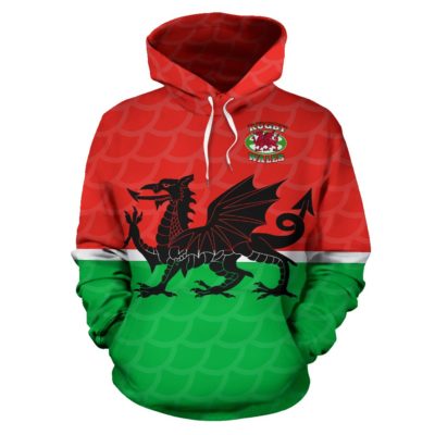 Wales Rugby Dragon Hoodie Version 2 K4