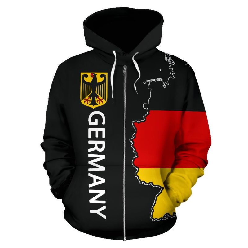 Germany Zipper Hoodie Map Flag - Half Style TH5