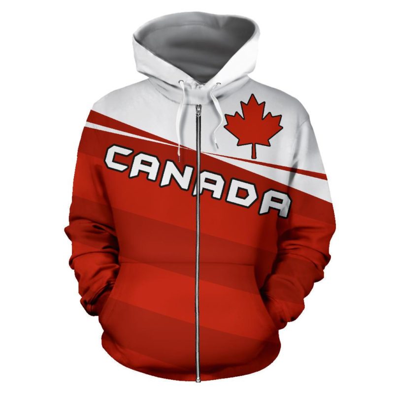 Canada Maple Leaf Zip Up Hoodie - Vivian Style J9