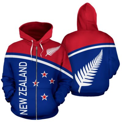 New Zealand All Over Zip-Up Hoodie - Curve Version - Bn09