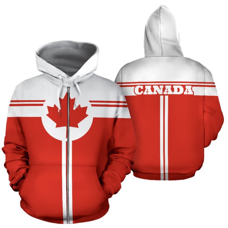 Canada All Over Zip-Up Hoodie - Circle Style - Bn04