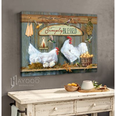 Hayooo Simply Blessed Poultry Farming Vintage Farmhouse Kitchen Canvas Wall Art Decor