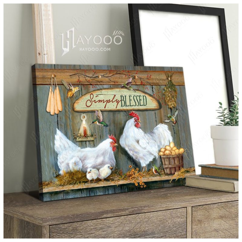 Hayooo Simply Blessed Poultry Farming Vintage Farmhouse Kitchen Canvas Wall Art Decor