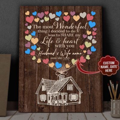 Benicee Custom Name Family The Most Wonderful Husband And Wife Couple Gift Wall Art Canvas