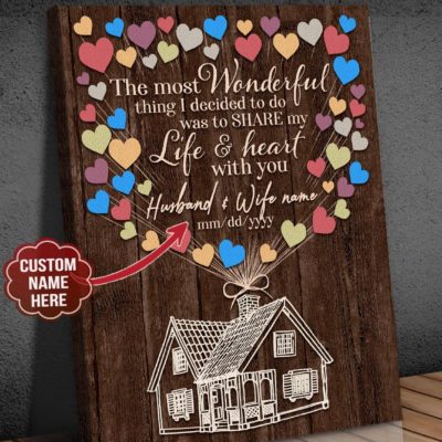 Benicee Custom Name Family The Most Wonderful Husband And Wife Couple Gift Wall Art Canvas