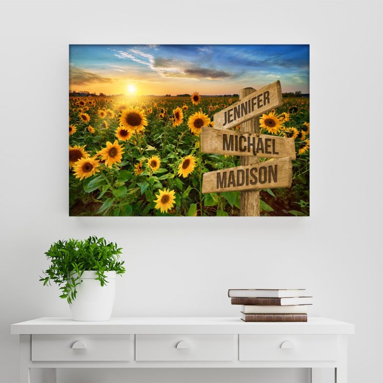 Sunflower Field Color Multi-Names Premium Canvas
