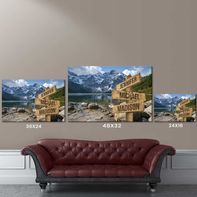 Mountains Color Multi-Names Premium Canvas